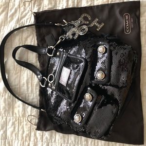 Authentic Coach Poppy Black sequin tote